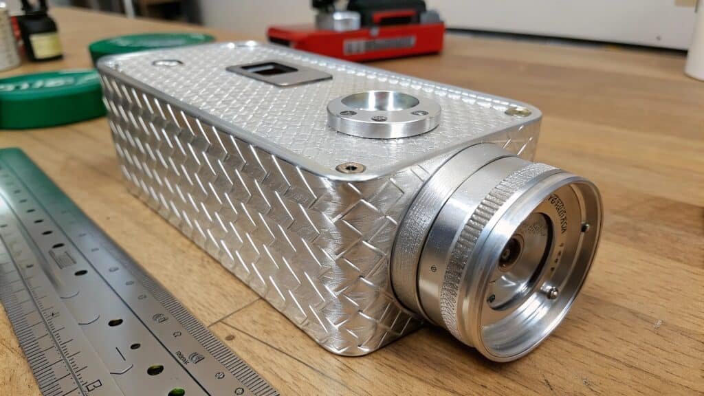 alt with keywords: a graphic comparing strength bars for 6061 aluminum and stainless steel, also showing weight comparison